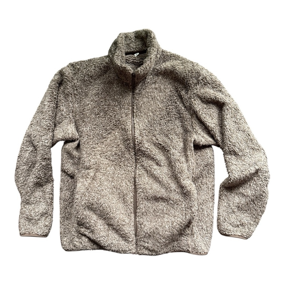 UNIQLO Sherpa Fleece Zip Jacket – Beige/Tan – Size M - Picture 2 of 6